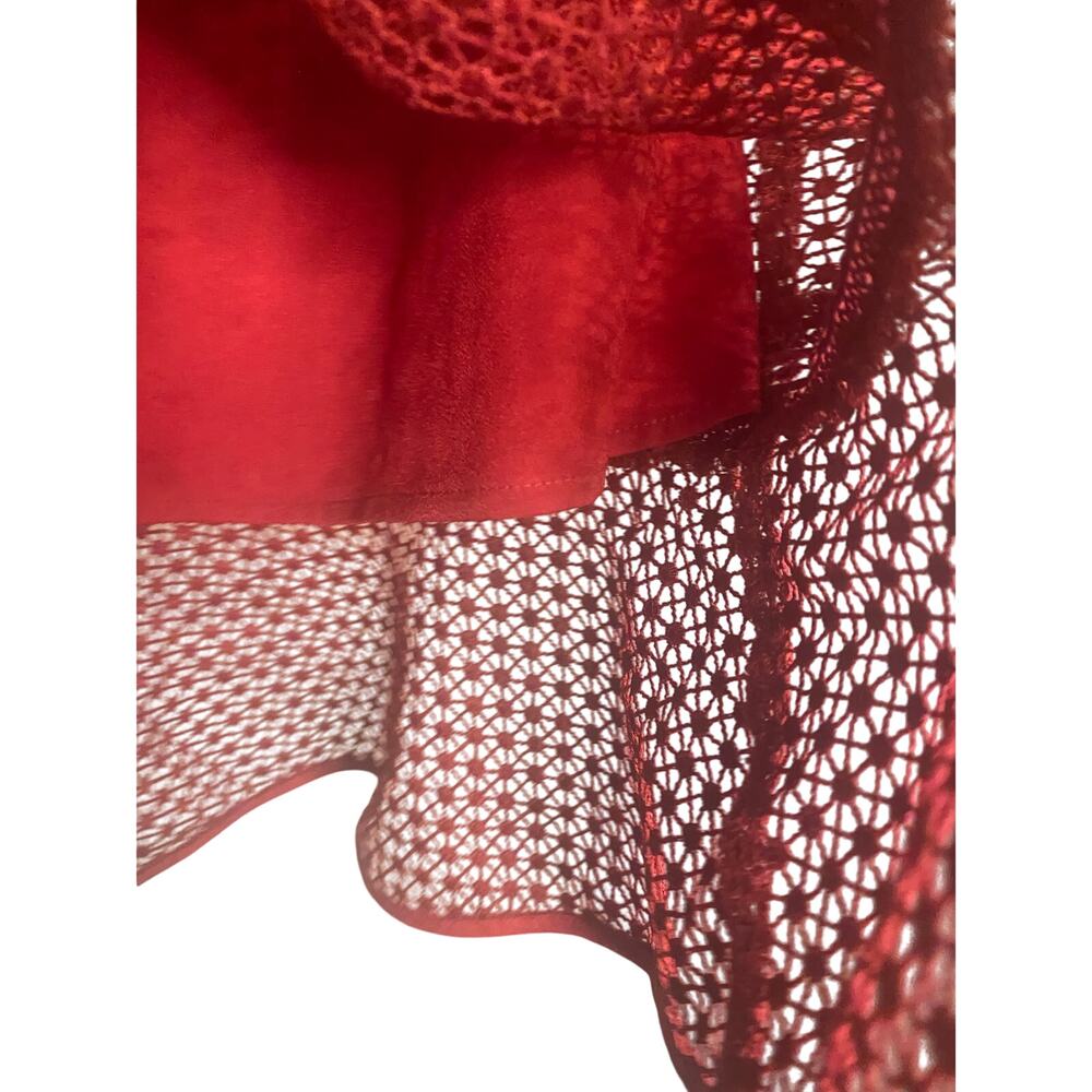Adelyn Rae Red Lace Dress Small Sleeveless Fit Flare Keyhole Back - Picture 5 of 8